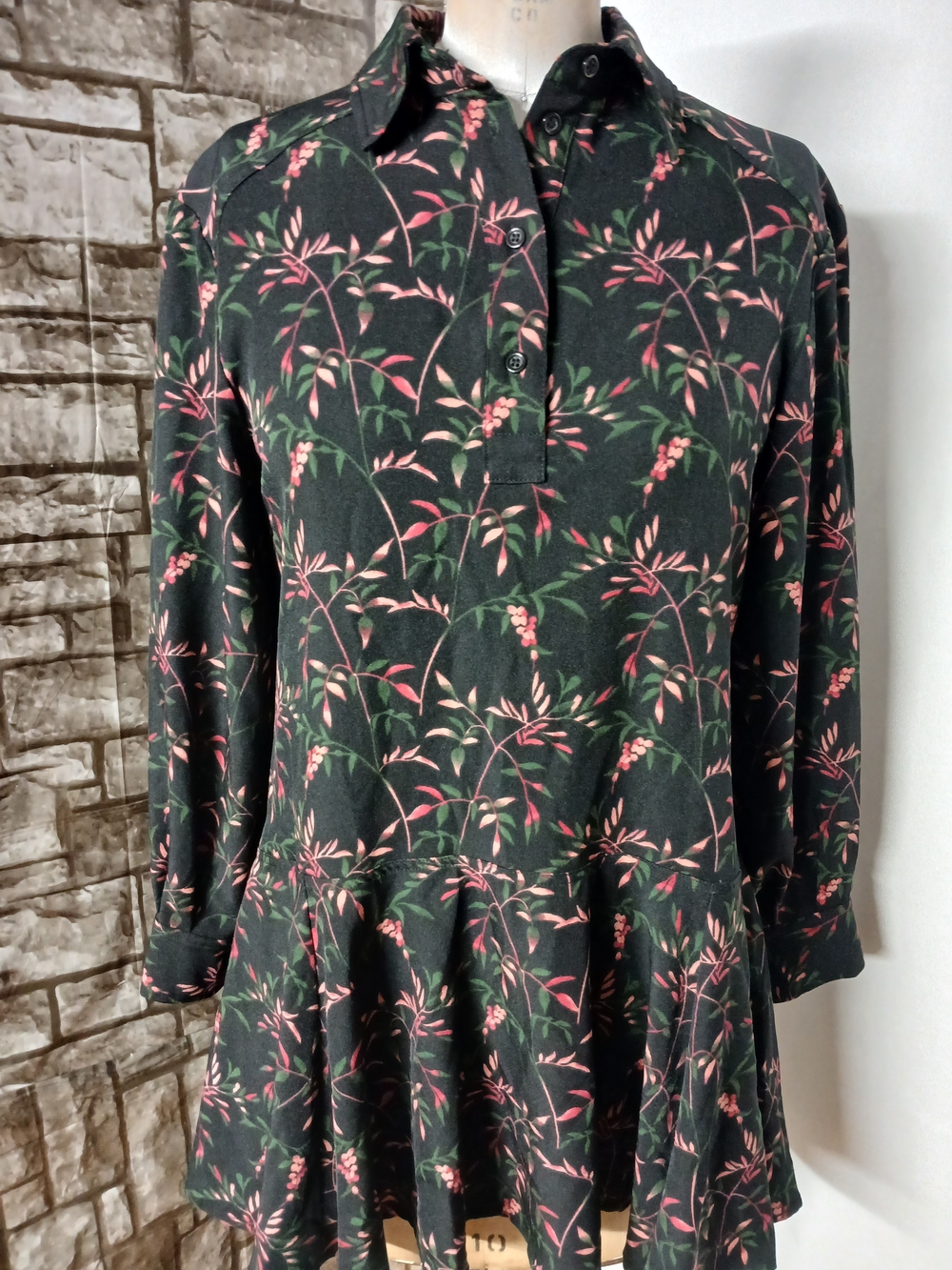 Peter Som Black Women's  with Pink & Green Floral Pattern Dress